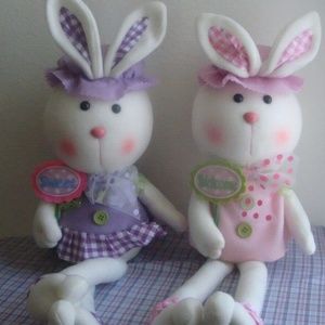 🐣 Easter Spring Welcome / Sweet  Bunny Rabbit Sitter Doll Decoration CHOICE New